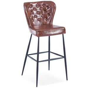 China Breathable PU Black Painted Frame Kitchen Bar Stool on sale