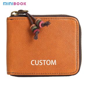 Men's Fashion Wallet Short and Zippered Handcrafted with Retro First-Layer