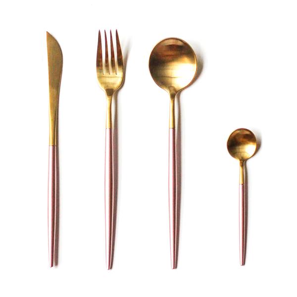NC099 Hotel Pink and gold color Cutlery Set Stainless steel flatware /le posate talheres