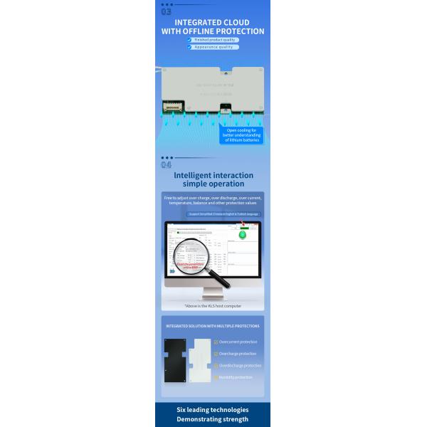 KLS Smart Lithium Battery BMS 16S-24S 60A-200A 144V Li-ion Lifepo4