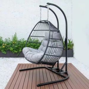 Modern Customized Color Double Seater Stand Outdoor Hanging Swing Chair for