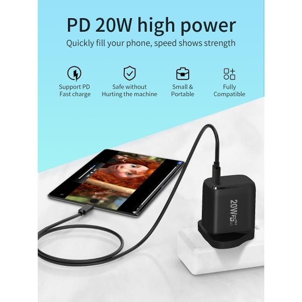 Light Weight Type C UK Plug QC3.0 20W Fast Charging Phone Charger For Iphone Samsung