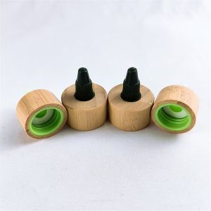 24/410 28/410 Disc Top Caps with Bamboo Collar for Lotion and Cosmetics