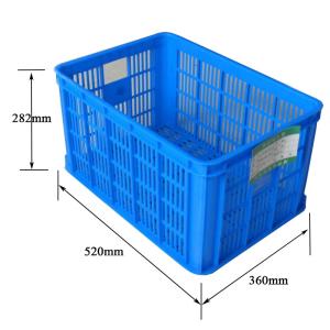 Blue Foldable Stackable Plastic Crate Box 50KG Load Capacity