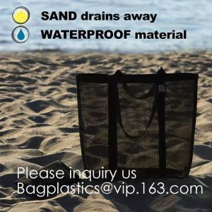Mesh Canvas Cooler Shopper Tote Bag For Beach Foldable Large Open Polyester