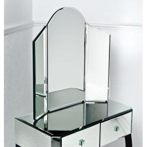 Popular Mirrored Vanity Desk , Black Wooden Mirrored Dressing Table With Drawers