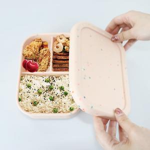 3 Compartment Silicone Lunch Containers , Reusable Silicone Bento Lunch Box Leak