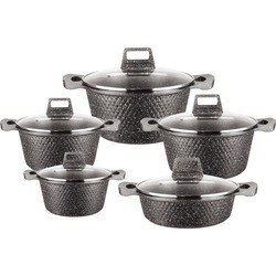 Europe Style Black Non Stick Aluminum Pot Sets Cookware With Glass Lid