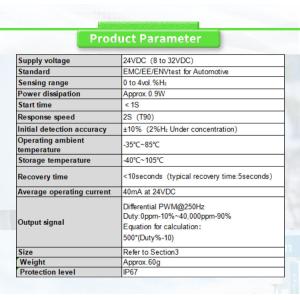 IP67 Certified Hydrogen Concentration Detection Sensor For UBHL-PY Fuel Vehicles