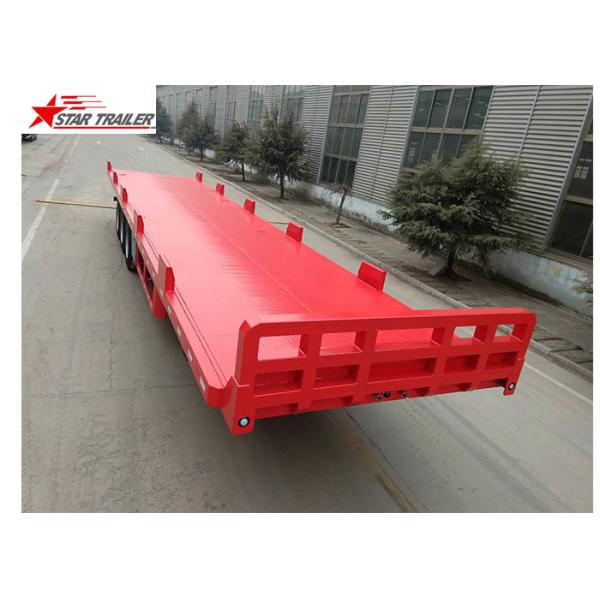 Quality 13 Meters 3 Axles Commercial Flatbed Trailer With Dual Line Brake System wholesale
