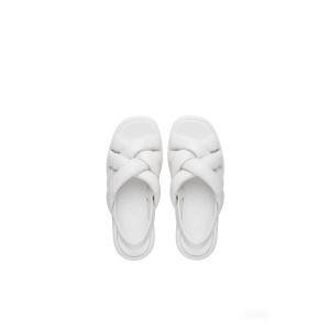 Reinforced OEM White Platform Sandals Flat With Adjustable Slingback Straps