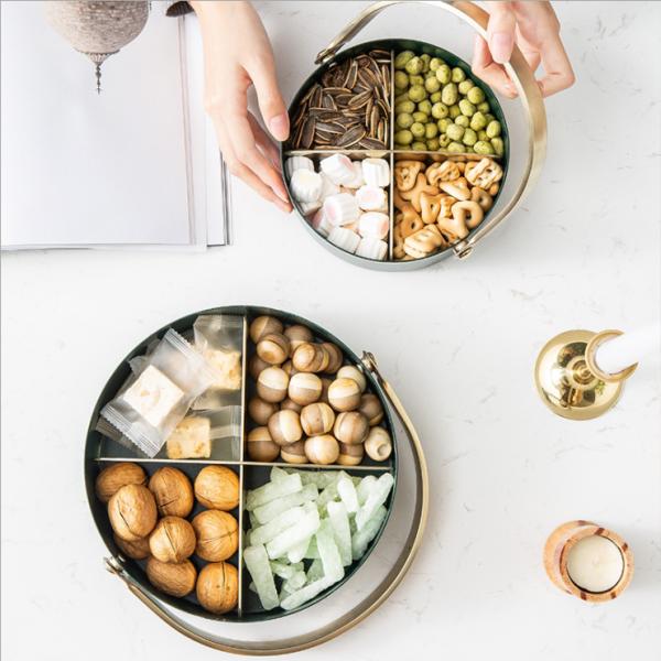 Anti Rust 16cm Diameter Steel Fruit Basket With Golden Handle