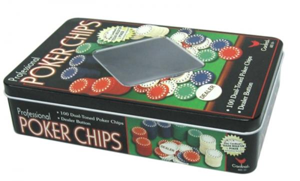 Quality Casino quality playing cards and chip set in tin box wholesale