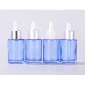 1 Ounce Blue Frosted Pipette Bottle With Dropper Cap Metal Silver Lid