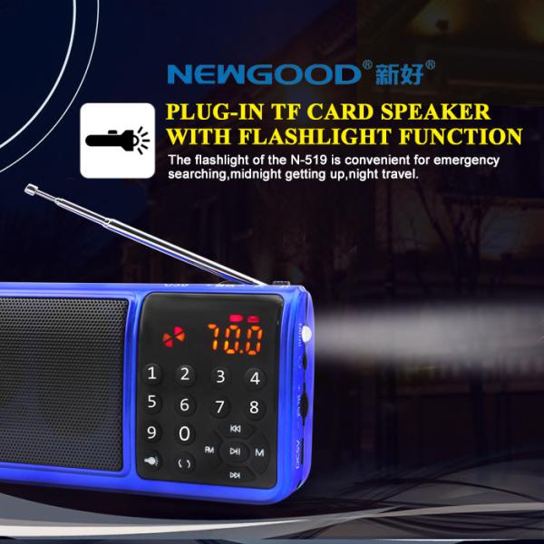Quality mini LED flashlight and Dual TF cards bass music player with EQ effect enjoyment effect wholesale