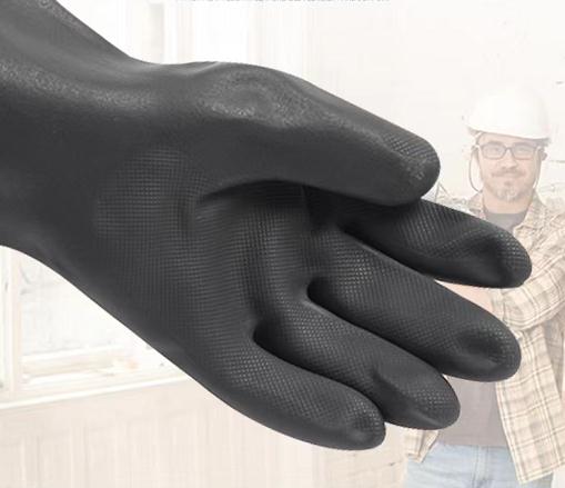 Black Neoprene Chemical Resistant Gloves 13 Inches Alcohol Resistant