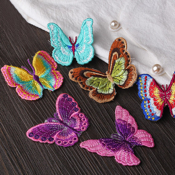 Small Butterfly Iron On Embroidered Applique Patches Cloth Badge For Clothes