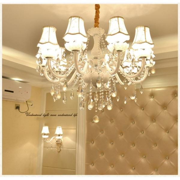 White crystal chandeliers for dining rooms with Flower lampshade (WH-CY-62)