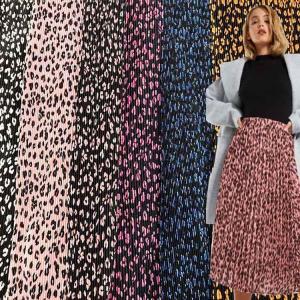 Medium Weight 150cm Polyester Pleated Crepe Fabric Leopard Printed Fabric