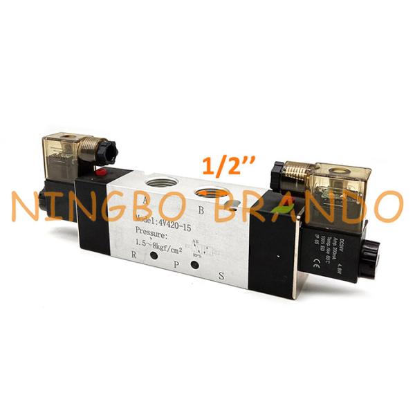 Quality 4V420-15 1/2'' Double Solenoid 5/2 Way Pneumatic Air Control Valve wholesale