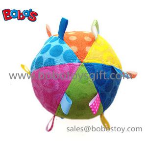 China Safety Plush Baby Ball Toy Stuffed Infant Ball Toy With Ribbon on sale