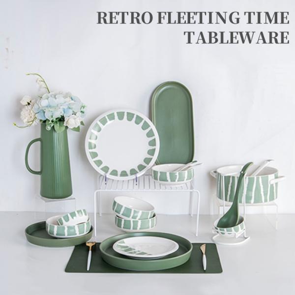16-Piece Ceramic Dinner Set For Nordic Green And Blue Tableware In Business Gifts
