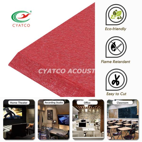 9mm Red Polyeater Fiber Stop Echoes Felt Wall Panels Beveled Edge Sound Proof Padding