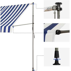 Balcony Clamp Awning 250 cm Wide Awning with Hand Crank Balcony Clamp Awning No