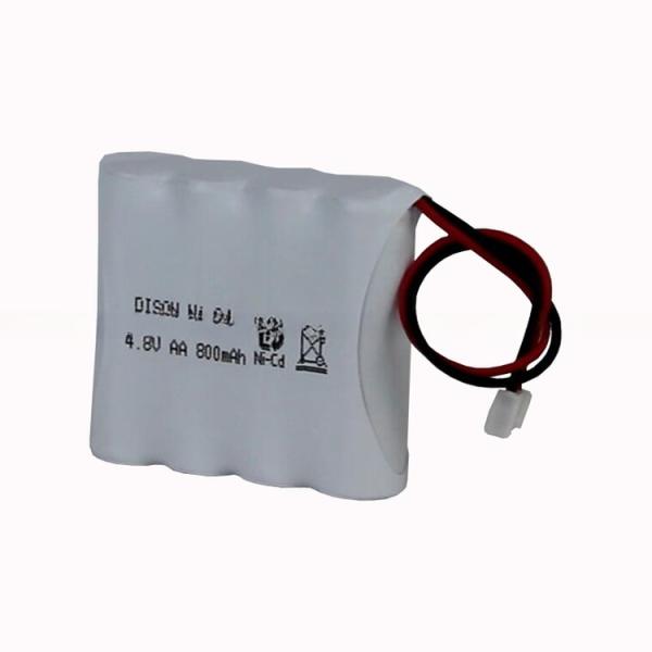 Long Cycle Life High Temperature NiCd 4.8V AA 800mAh Rechargeable Battery Pack For Emergency Lighting
