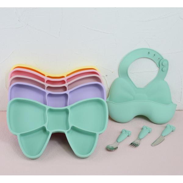 Custom Silicone Suction Baby Feeding Bow Plate BPA Free Food Grade