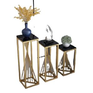 Rectangular stainless steel material golden stand flower pot decoration for