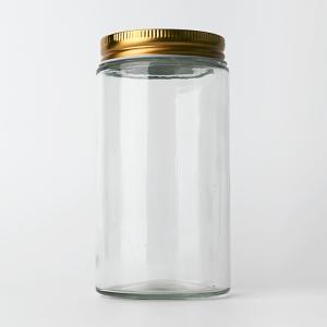 Factory Supply 8oz 12oz Empty Clear Candy Round Containers Glass Jars With Gold