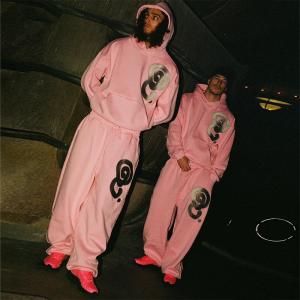 China Custom French Terry Pink Oversized Hoodie and Sweatpants Set with 350grams Fabric Weight and 7 Days Sample Order Lead Time on sale