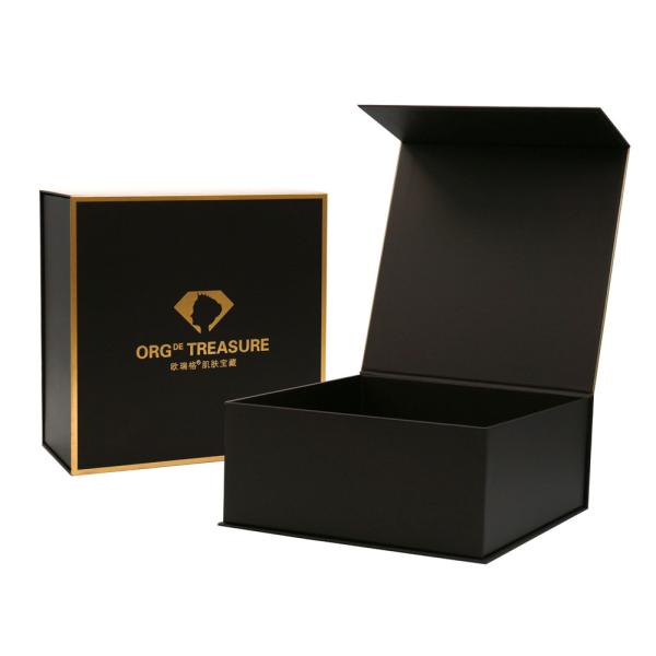 Luxury Gold Foil Stamping Black Empty Presentation Card Packaging Gift Boxes With Magnetic Lid
