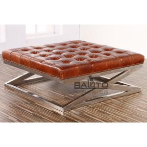 Cheap classical old style antique square leather ottoman for sale