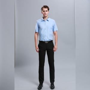 Blue Breathable Office Work Uniforms Plus Size New Design Yarn Dyed Technics