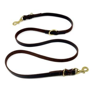 China Multifunctional Genuine Leather Dog Leash Adjustable Durable Versatile on sale