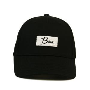Black 6 Panel Curved Brim Custom Baseball Caps With Plastic Buckle Hats Bsci