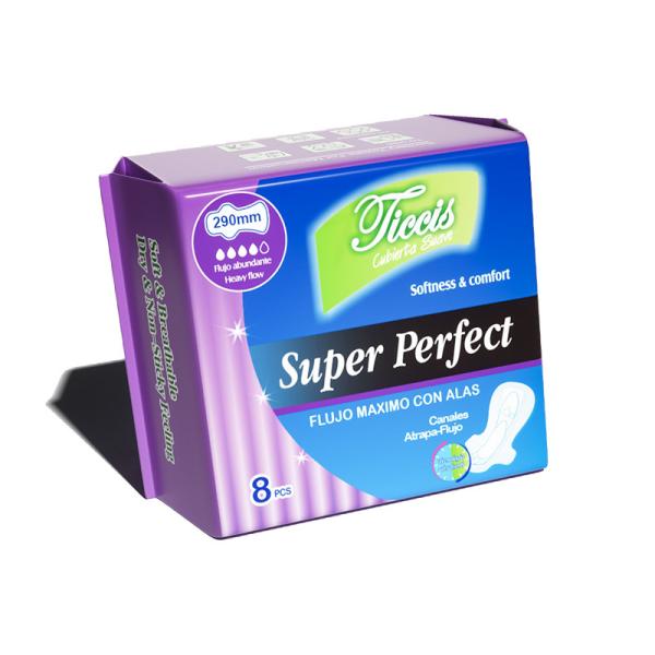Soft Absorbent Fragrance Free Disposable Sanitary Napkins With Wings