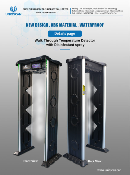 Walk Through 4KHZ Metal Detector Temperature Scanner Spray Disinfection