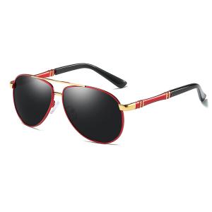 Color Film Glasses Case Men'S Metal Frame Polarized Sunglasses UV400 Resin Lens