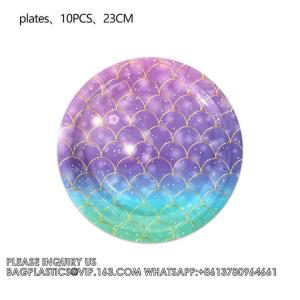 Mermaid Theme Tableware Set Mermaid Disposable Paper Plate Dinnerware Set