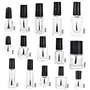 Silk Printing Colorful Glass Empty Nail Polish Bottles With Brush