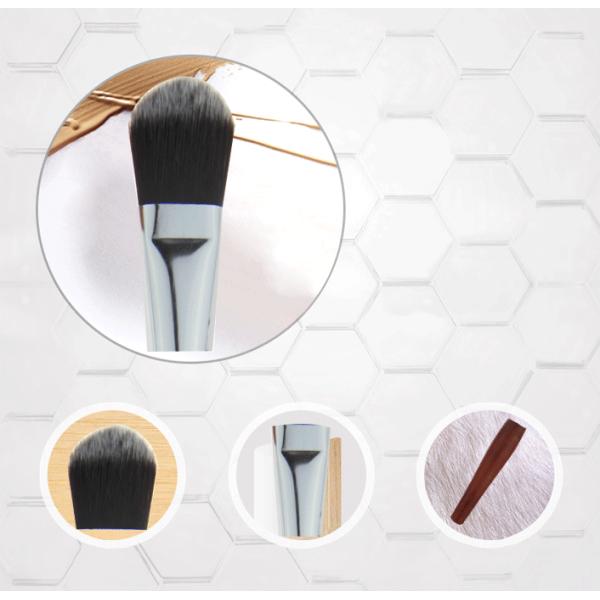 Wooden Handle Foundation Stippling Brush With Mixed Nylon Hair