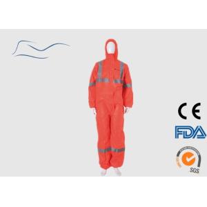 China SMS Disposable Orange Overalls , Construction Use Protective Clothing Overalls on sale