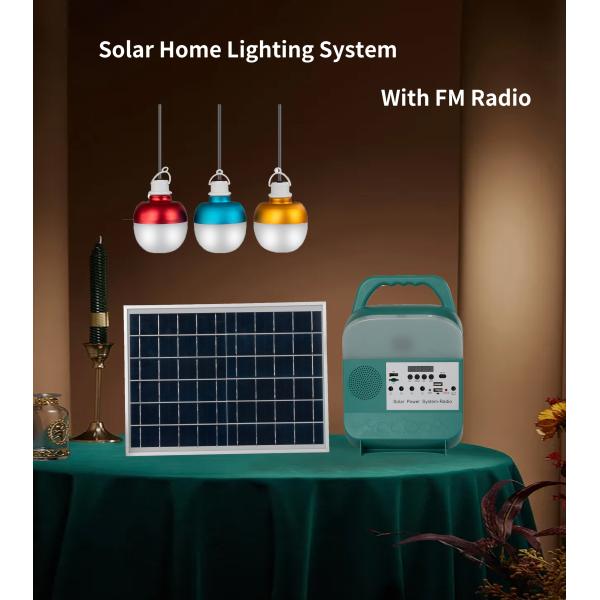 ABS 9W*3PCS Bulbs Home Solar Panel Energy System With FM Radio