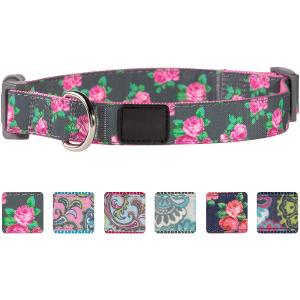 Polyester Webbing Soft Nylon Dog Collar , Garden Pattern Cute Puppy Collars