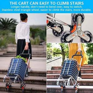Upgraded Folding Shopping Cart Portable Grocery Stair Climbing Cart