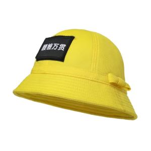 ODM Funny Plain or patch Polyester Fisherman Bucket Cap Kids Yellow Bucket Hats
