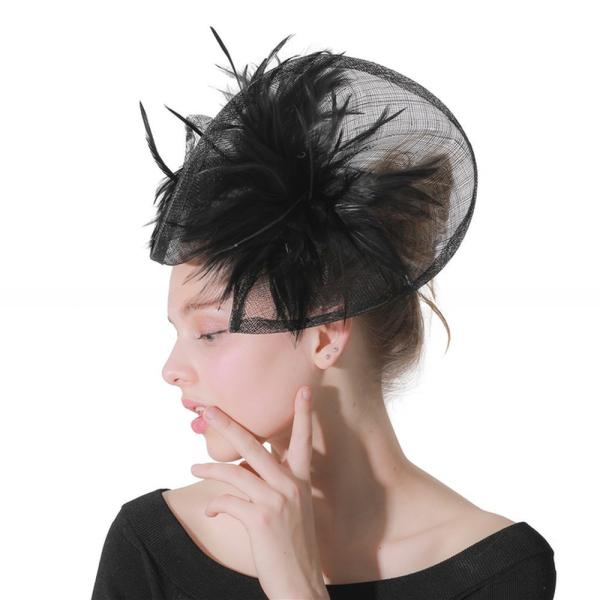 International Shipping Sinamay and Feather Fascinator Hat with Goose Feather